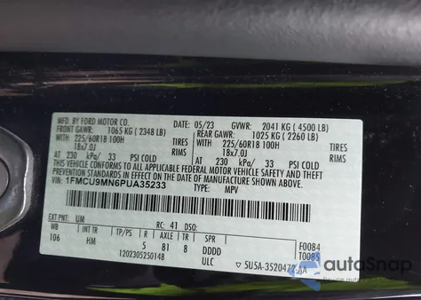 2023 Ford Escape St-Line z USA, uszkodzony, nr VIN 1FMCU9MN6PUA35233